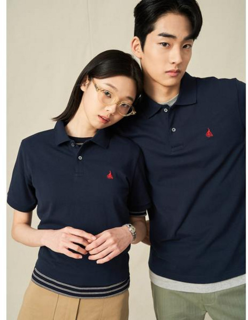 ❲백화점출고❳ 빈폴 반팔 카라 남녀공용 수피마 코튼 피케 티셔츠 네이비 (BC5242E11R) 봄 여름