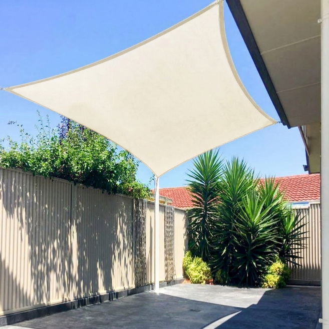 그늘막 썬쉐이드 차광막 로프증정 PU 방수, 크림화이트