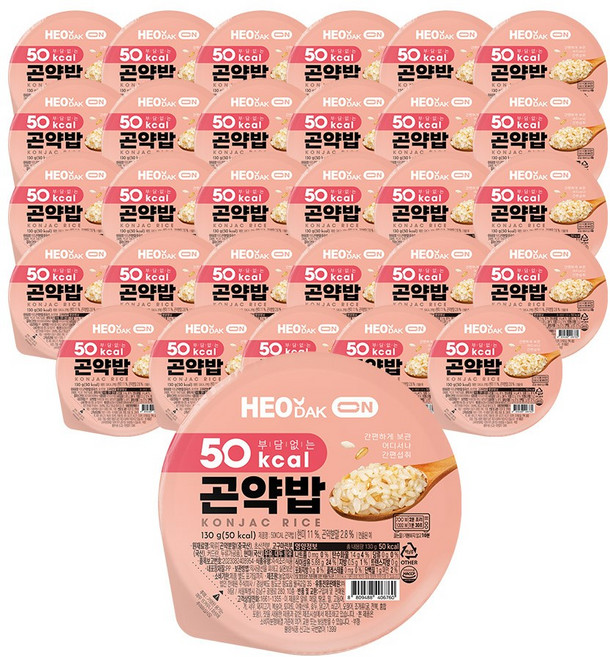 허닭ON 저칼로리 50kcal 실온 즉석 곤약밥, 30개, 130g