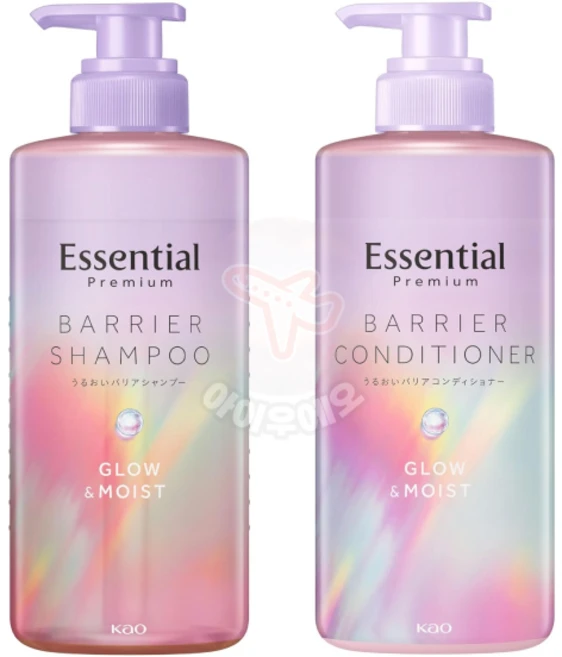 Essential 에센셜 프리미엄 수분 베리어 샴푸 컨디셔너 글로우&모이스트 보틀세트 450ml, 1세트 - 쿠팡