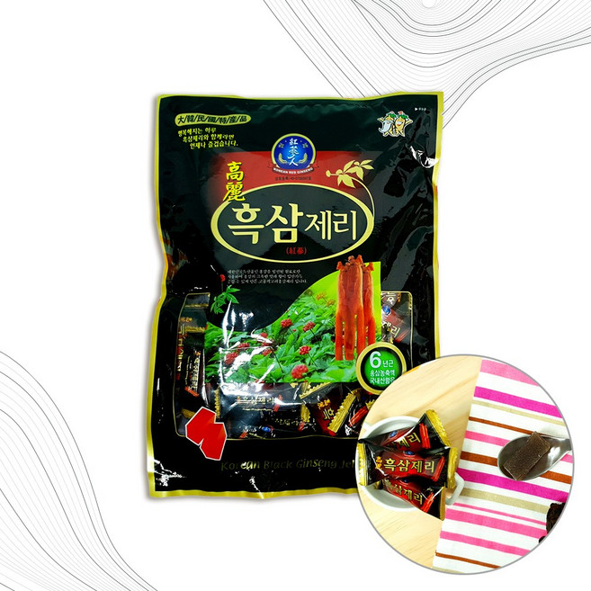 에쓰씨더블유 고려 홍삼 흑삼 젤리 제리 군것질 과자, 500g, 1개