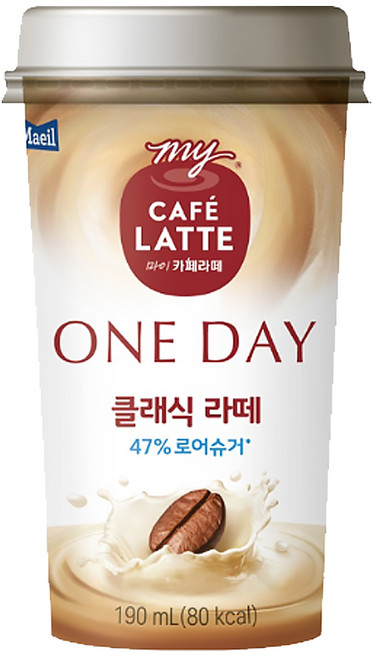 매일 마이카페라떼 원데이 클래식 라떼 로우슈거 컵커피, 190ml, 12개