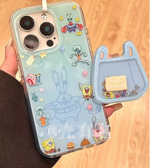 다이슝 스폰지밥 움직이는 쉐이커 맥세이프 마그네틱 그립 톡홀더 아이폰17/16/15 프로맥스 호환 케이스