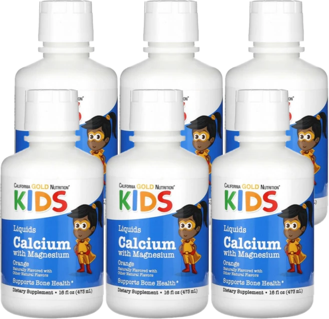 캘리포니아 골드 뉴트리션 CGN 어린이용 액상 칼슘 마그네슘 함유 473ml 6통 - 쿠팡