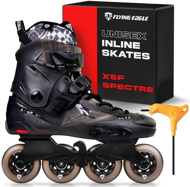 플라잉 이글 X5F 스펙터 프리스케이팅 - 성인용 인라인 스케이트 어반 스케이트 성인용, Black, US: 6 / EU: 38, 1개