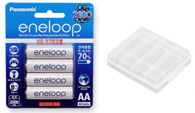 에네루프 AA 충전지 4알 + 보관 케이스, BK3MCCE/4BK, 1개