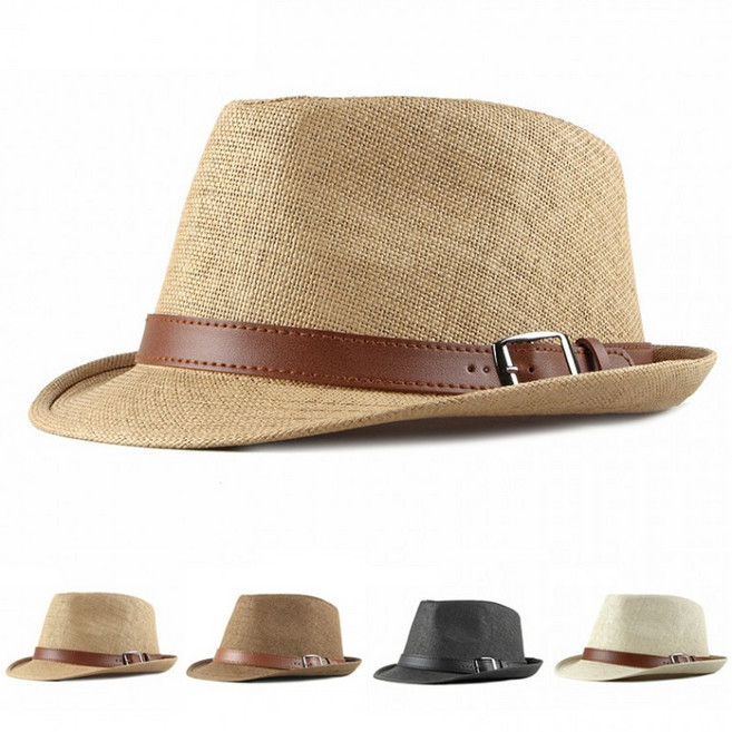 남성 페도라 할아버지 여름 벨트포인트 밀짚 신사모자