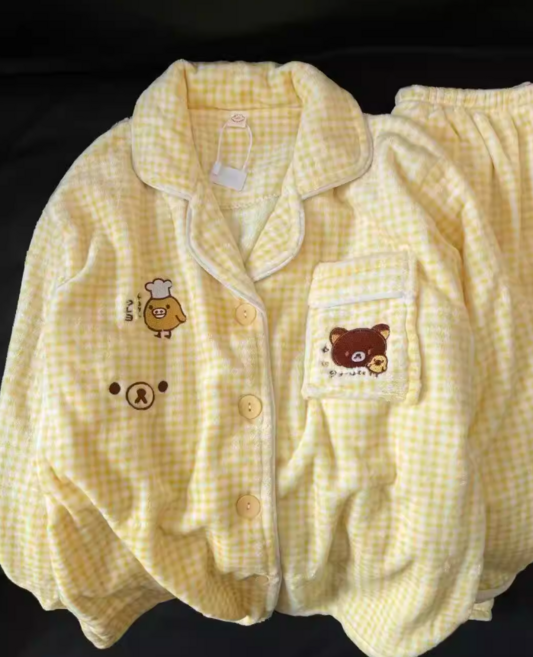 리락쿠마 잠옷 세트 여성 파자마 상하세트 겨울 홈웨어