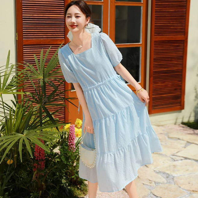 WIHOLL 여성 쉬폰 원피스 여름 루즈핏 A라인 단정한 핏 데일리룩