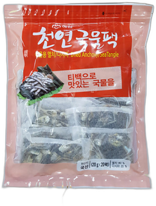 해심 천연국물팩/다시팩/육수팩 실속 깔끔맛 (), 20g, 20개