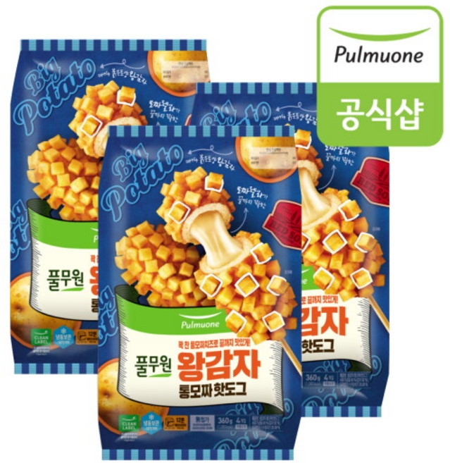 [풀무원] 왕감자모짜렐라핫도그 x 12개 (4개입 x 3봉), 90g