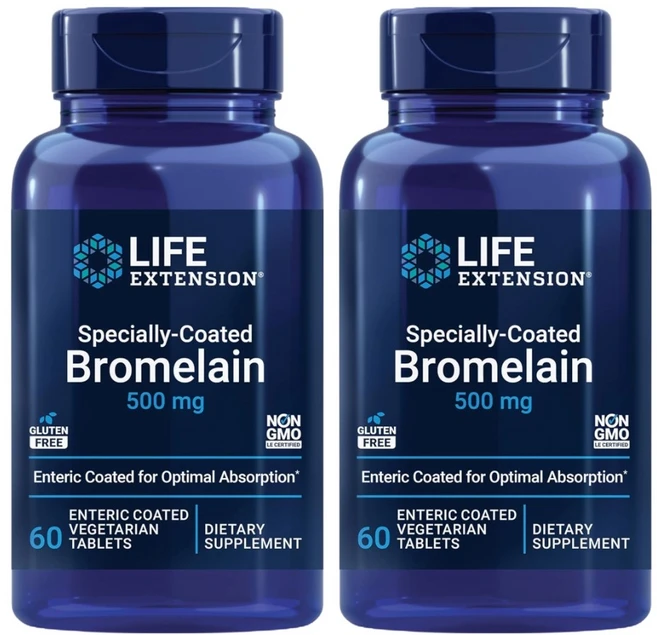 라이프익스텐션 특수 코팅 브로멜라인 500mg 60정 x 2개, 1개 - 쿠팡