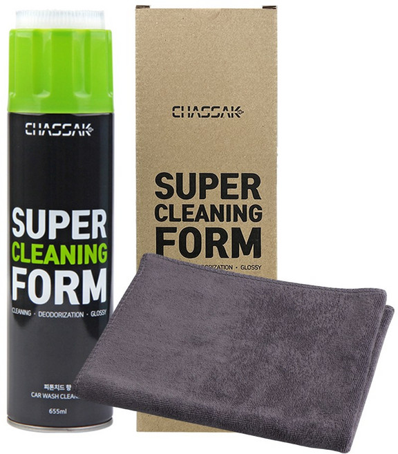 차싹 실내세차 슈퍼 클리닝폼 655ml + 극세사 타올, 550ml, 1세트