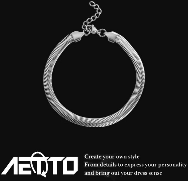AETTO 寬版蛇骨手鍊 新款醫療鋼設計 簡約歐美風格 鈦鋼男女手鍊
