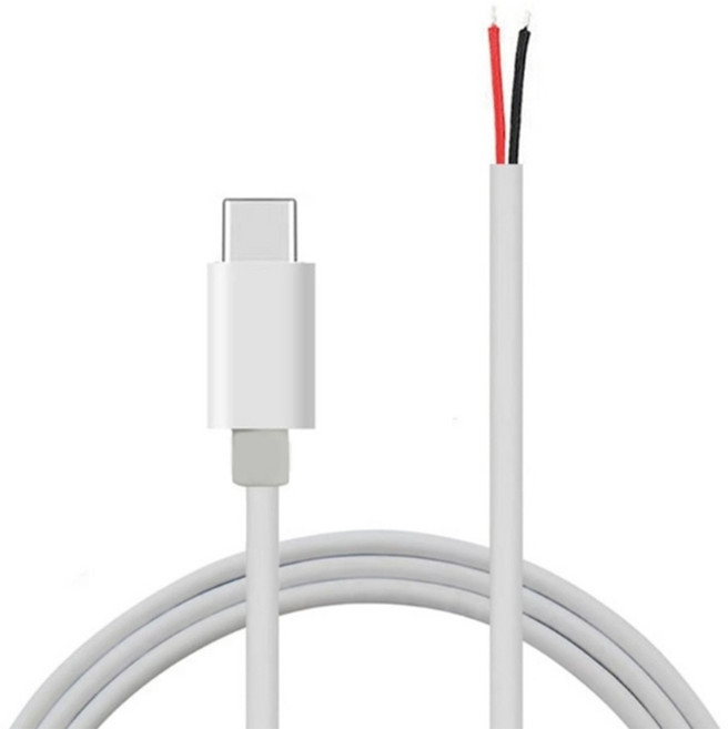 USB C 전원 피그테일 케이블 5V 2A USB 타입 C 수-2핀 베어 와이어 오픈 엔드 전원 피그테일 코드 DIY (LED 팬 카메라 호환), Type c 2 meters, 1개