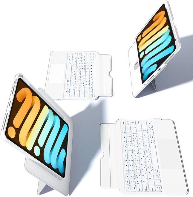AITEWO 아이패드 분리형 키보드 케이스 매직키보드 360도회전 펜슬 수납 맥세이프 백라이트 프로 2/3/4/5/6/7 세대 에어 10.9 11 12.9 13인치 M2 M3 M4, 화이트, 1개