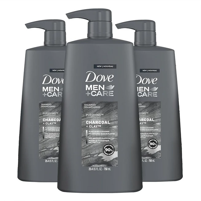 도브 맨 샴푸 차콜 클레이 750ml 3통 - 쿠팡
