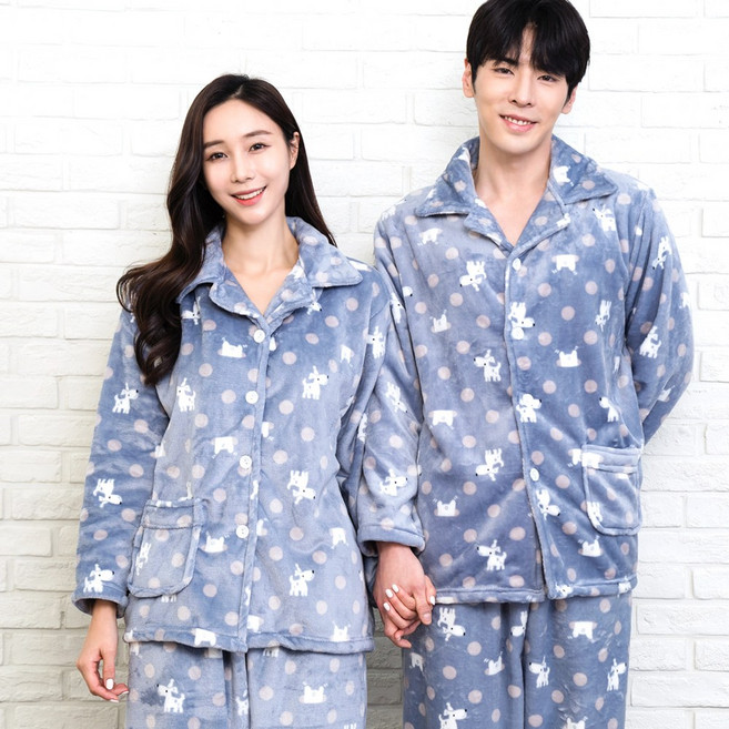 이라인 남녀 커플 도기도기 밍크 수면잠옷 상하세트