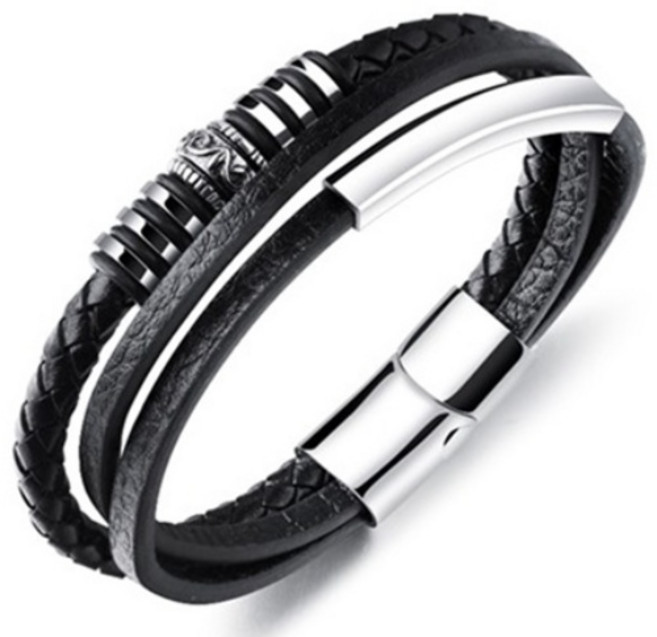 에르모사제이 맨즈 MW010 하츠 빈티지 세줄 가죽 남자팔찌