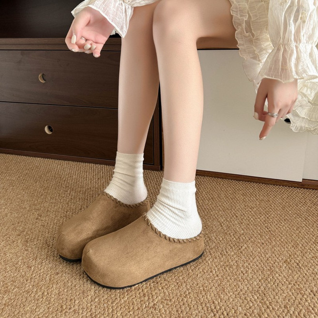 內增高4cm~秋季新款極簡風厚底博肯拖鞋女磨砂軟底舒適包頭拖