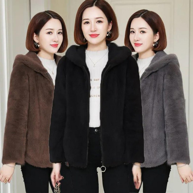 5가지 컬러 양털 뽀글이 집업 자켓 중년여성 가을겨울용 후리스 플리스 바람막이 점퍼 루즈핏 밍크퍼 후드자켓 빅사이즈 순색