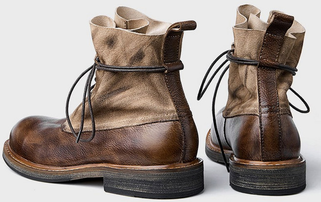 할리 바이크 슈즈 워커 빈티지 라운드 헤드 핸드메이드 옥스포드 소가죽 아메리칸 레드 윙 남성 가죽 부츠, 41, 브라운 (여름용)