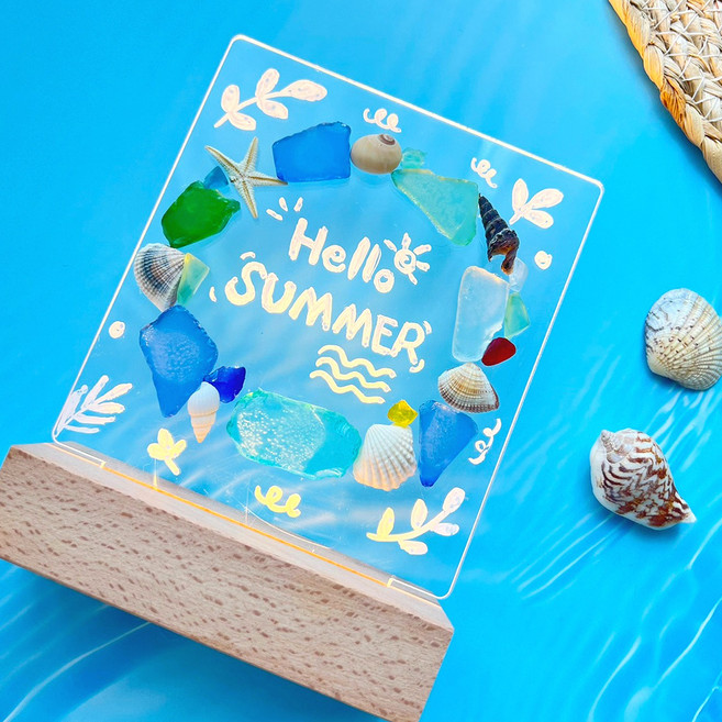 바다 유리 무드등 씨글라스 여름 만들기세트 업사이클링 미술키트 단체 체험 재료 교재, 1개