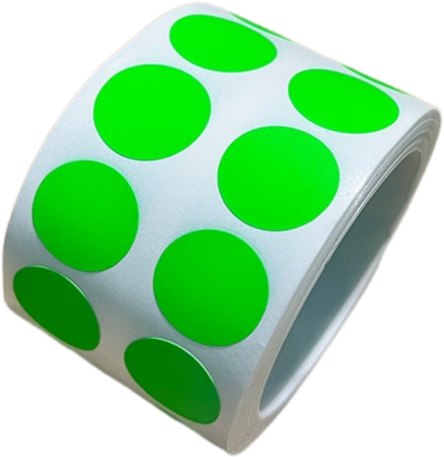 2000개입 네온 원형 스티커 1.3cm, 1세트, 그린(S557)2000매