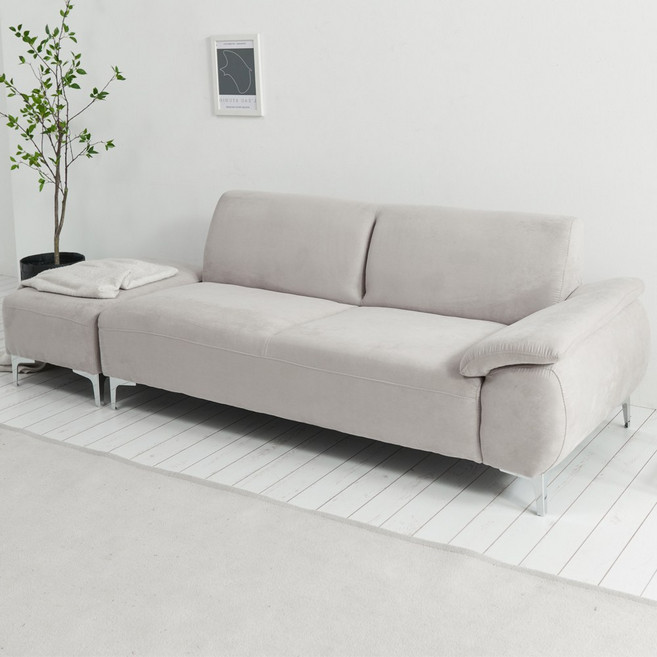 케미 아쿠아텍스 이지클린 패브릭 3인용 소파 스툴, 연그레이 팔걸이 좌형