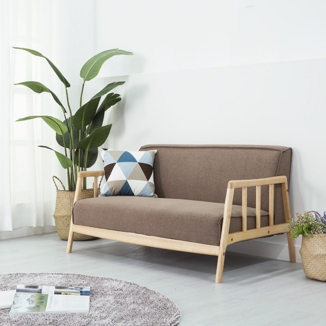 [쿠팡단독 9000원 즉시할인] 에보니아 루피2인소파/원목팔걸이/라운딩마감/고급2인용쇼파, 패브릭 레드