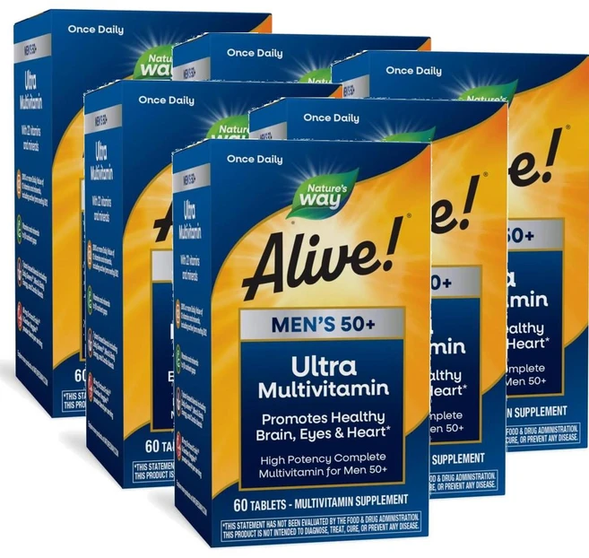 네이처스웨이 얼라이브 50세이상 남성 데일리 울트라 멀티비타민 Nature's Way Alive Men Multivitamin, 60정, 6개 - 쿠팡