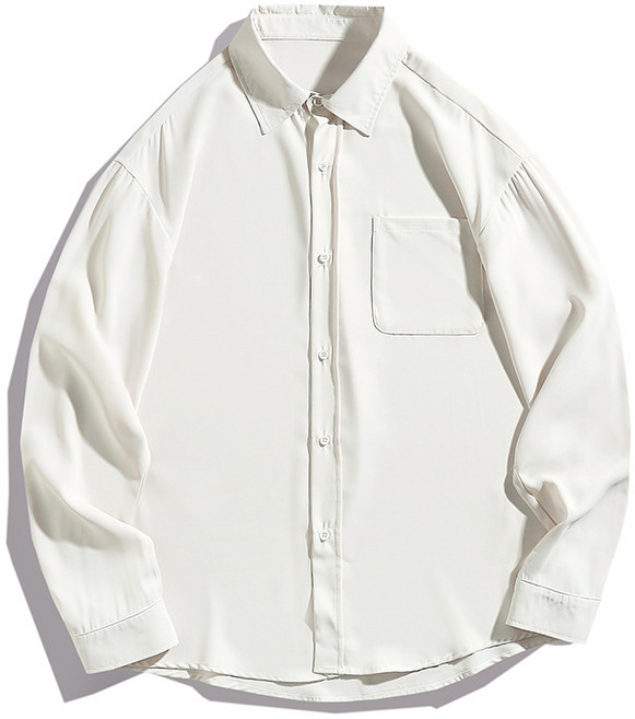 【韓系垂感】緞面襯衫 男裝襯衫 日系襯衫 寬鬆襯衫 長袖襯衫 純色襯衣 春季新品 商務休閒 百搭外套