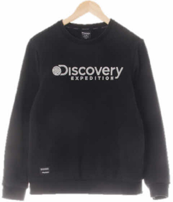 7219 DlSCOVERY 블랙 면혼방 실리콘빅로고기모맨투맨 [95]