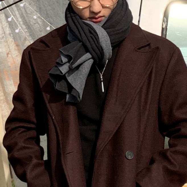 빅애플샵 남성 머플러 기모 투톤 컬러 무지 목도리 겨울 학생 데일리 패션 two tone