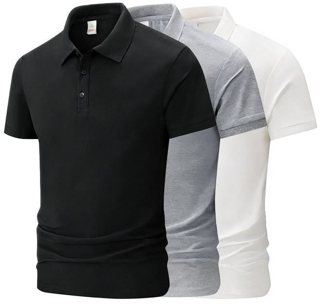1+1+1 남자 폴로 셔츠 여름용 무다림 반팔 상의 통기성 반팔 티셔츠 범록(2600)