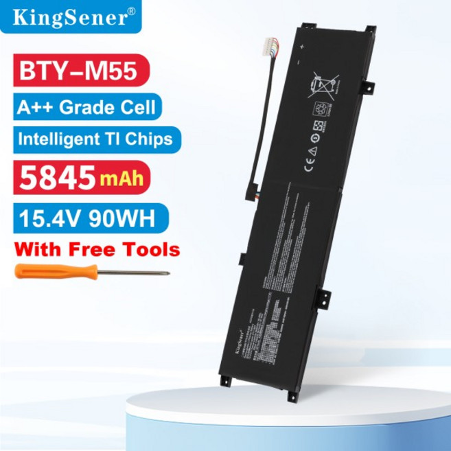 KingSener MSI 알파 15 용 BTY-M55 노트북 배터리 90Wh A4DEK B5EK 17 펄스 B13VFK 카타나 GF66 11UG