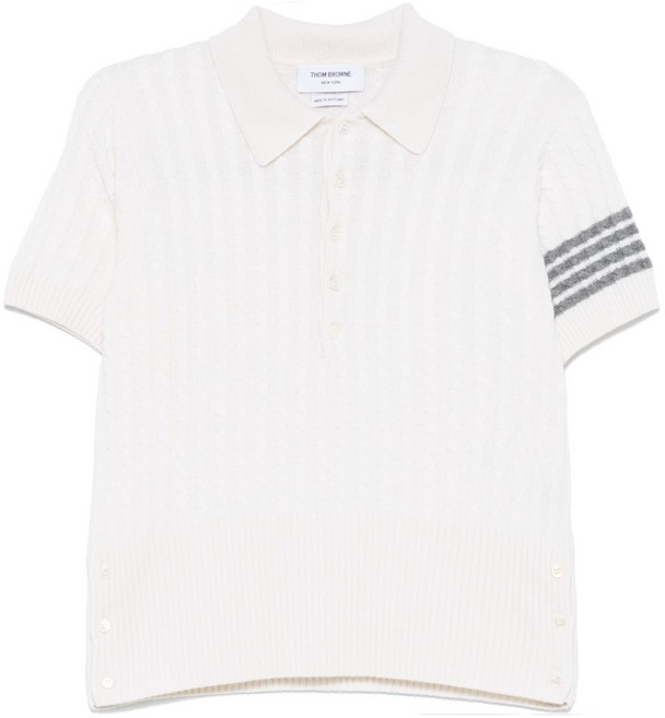 톰 브라운 4 바 캐시미어 메시 폴로 셔츠