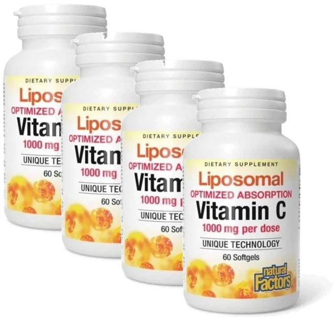 네츄럴팩터스 리포솜 비타민 C 500mg 아스코르빈산 소프트젤 60정 x 4, 4개 - 쿠팡
