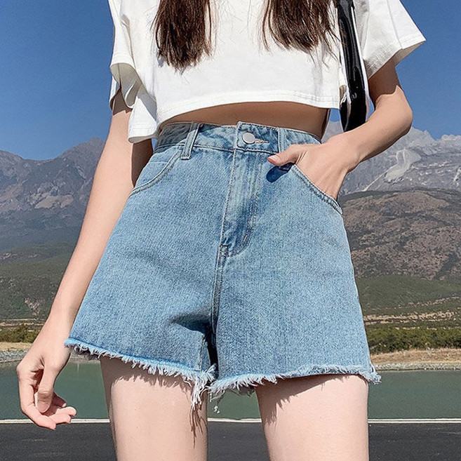 보슈 여성 데님 기본 청 반바지 워싱 숏팬츠