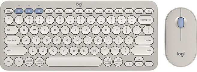 로지텍 페플 2 콤보 무선 키보드 + 마우스 세트, 클라우드 그레이, 텐키리스