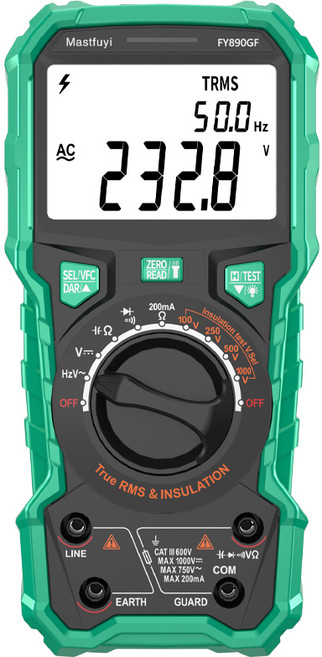 Mastfuyi FY890GF 福儀原廠 絕緣電阻測試儀 高精度兆歐表 萬用表 二合一 電阻測試儀 絕緣電阻測試器 高阻計 兆歐計 真有效值絕緣測試電錶, 1個