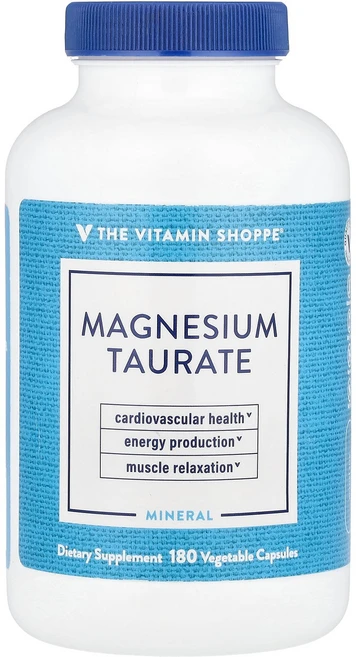 The Vitamin Shoppe Magnesium Taurate 180 Vegetable Capsules 62.5 mg per Capsule, The Vitamin Shoppe, Magnesium, 1개 - 쿠팡