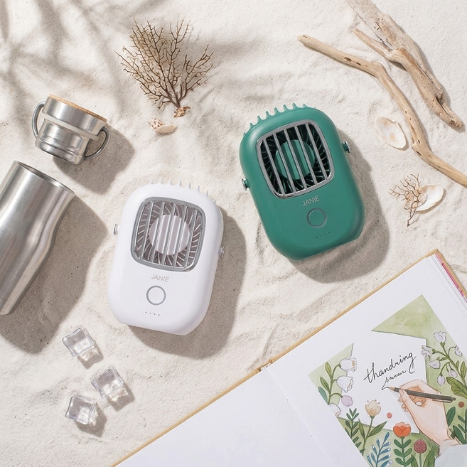 제이니 넥밴드 휴대용 선풍기 (목걸이), 그린, JNNF-8888