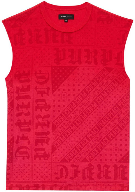 퍼플브랜드 로고 프린트 크루 넥 탱크 탑