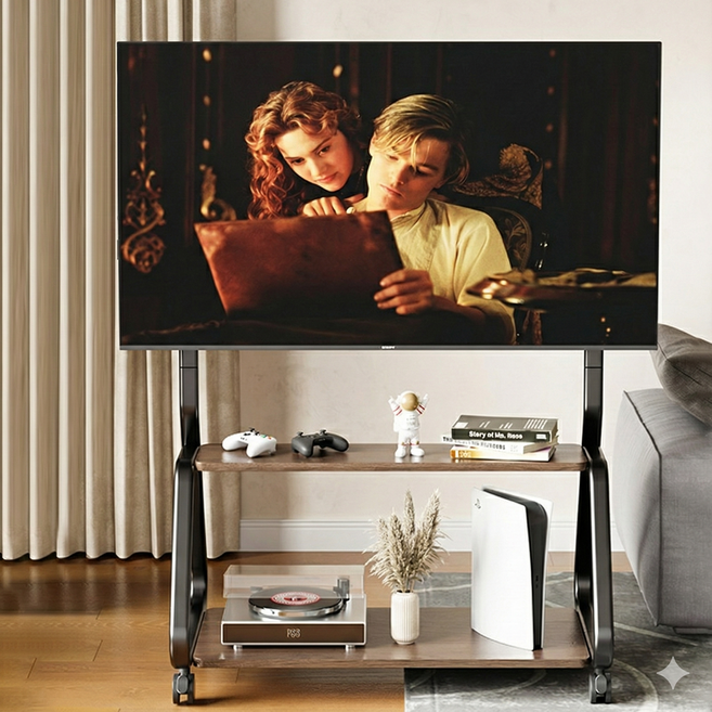 탄소강 대형 티비 모니터 거치대 이동식 바퀴 스탠드 가정용 사무용 회의실, 1개, sk-074