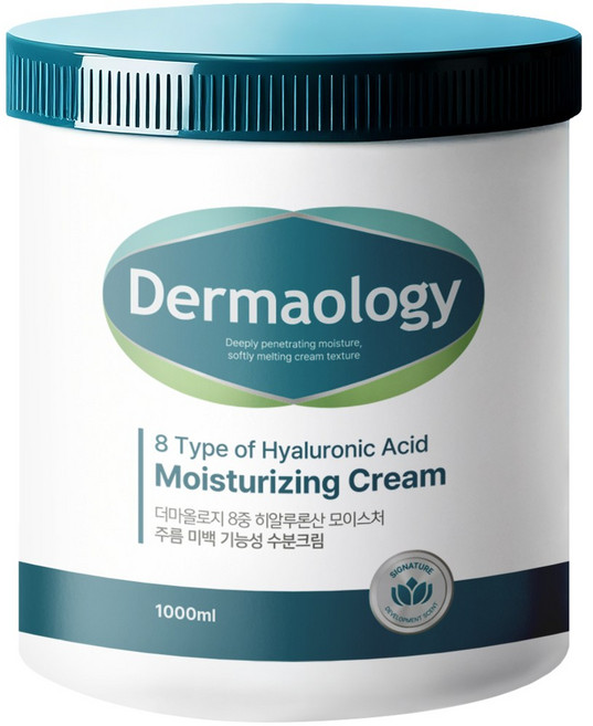 [피부 보습 115% 개선] 더마올로지 8중 히알루론산 대용량 수분크림 1L 주름개선 미백 고보습 진정 영양 기능성 여성 여자 남자 남성, 1개