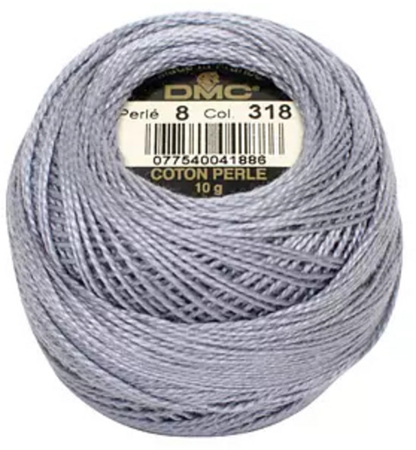 【YUBU】法國進口 DMC 8號繡線 PEARL COTTON 蕾絲線, 318. Granite grey, 1個