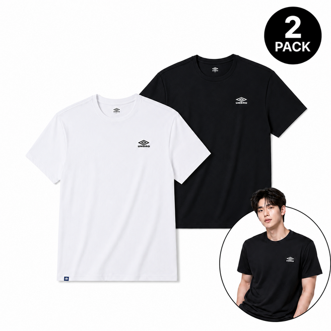 엄브로 반팔티 남여공용 세미루즈핏 2PACK 티셔츠