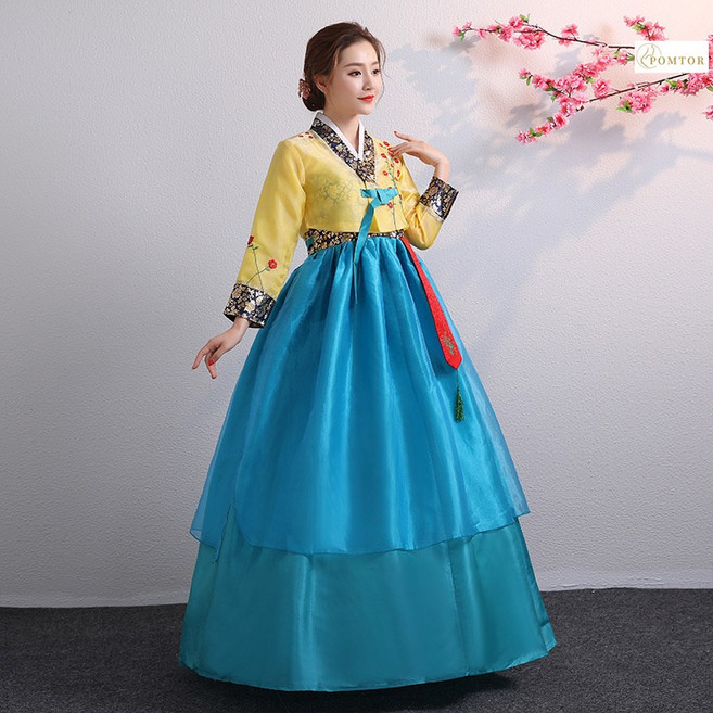 POMTOR 여성 전통 한복 세트 고급 생활 돌잔치 하객한복 한복 무대 공연