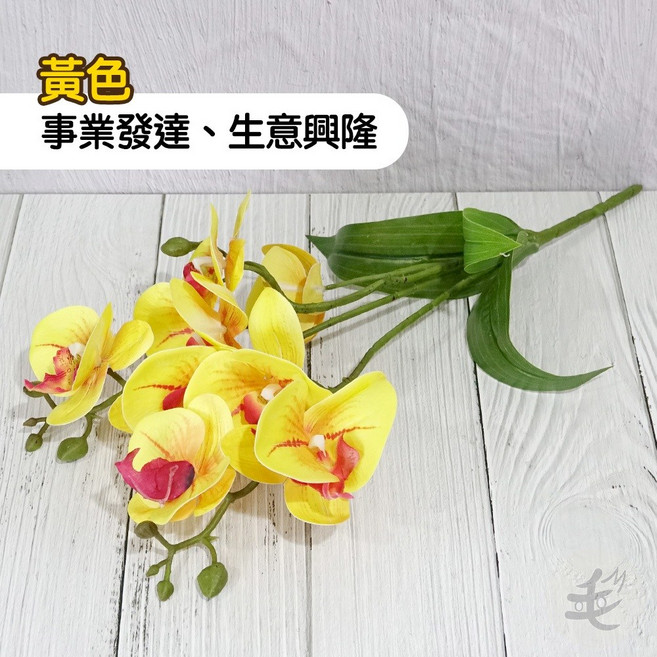 仿真蝴蝶蘭盆栽擺飾 情人節/新年/生日禮物 拍攝/攝影道具, 黃色,不用花瓶, 1個